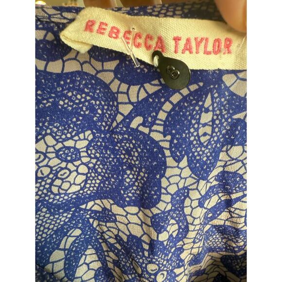 Rebecca Taylor silk tank top blue floral lace print adjustable straps Size 8 - Picture 7 of 7